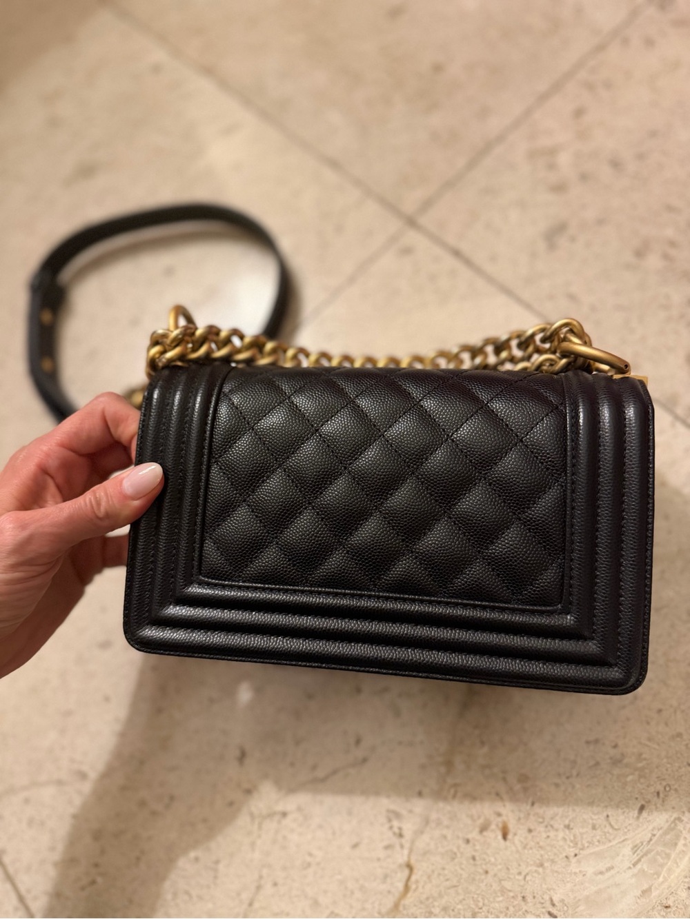 CHANEL Black Quilted Boy Crossbody with Gold Hardware - Picture 4 of 11